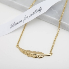 Fine Jewelry Sterling Silver Feather Necklace in Silver, Gold or Rose for Gift