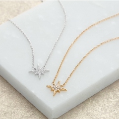 Fashionable Sterling Silver Pave Set CZ Starburst Necklace