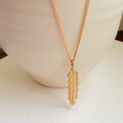 Fashion Sterling Silver Rose Gold Plated Feather Necklace Women