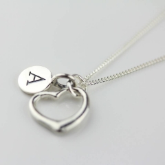 Personalised Solid Silver Open Heart Necklace for Best Friend