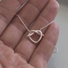 Pretty Design Sterling Silver Heart Necklace in Pink Gold