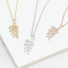 Sterling Silver Fern Leaf Pendant for Good Health in Silver, Gold, Rose