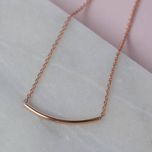 Fashion Sterling Silver Curve Bar Necklace for Women