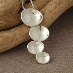 Handmade Jewelry Sterling Silver Textured Silver Pebble Pendant Necklace