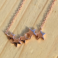 Plain Five Star Necklace Sterling Silver Rose Gold