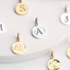 Sterling Silver Mini Initial Letter Disc Charms
