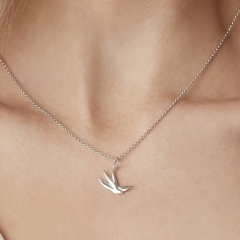 Silver, Gold or Pink Gold Sterling Silver Swallow Necklace for Freedom