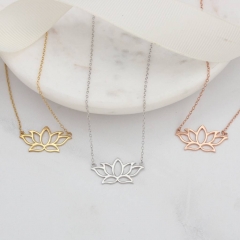 Women Wholesale Jewelry 925 Sterling Silver Lotus Flower Necklace