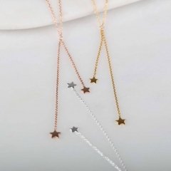 Sterling Silver Double Drop Falling Stars Necklace