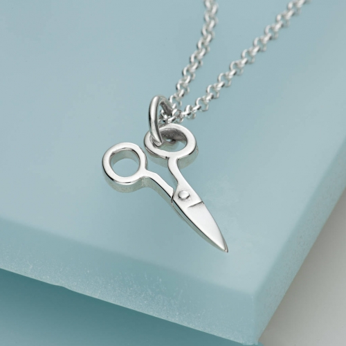 Fine Jewelry Sterling Silver Scissors Necklace