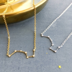 Delicate Sterling Silver Cubic Zirconia Constellation Star Necklace
