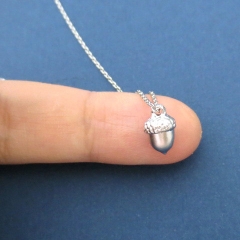 Dainty Sterling Silver Acorn Necklace