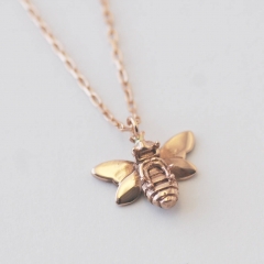 Insect Jewelry 925 Sterling Silver Rose Gold Bee Necklace