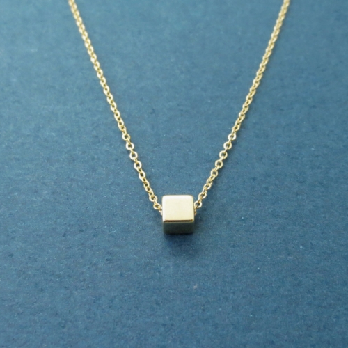 Customized Jewelry Sterling Silver Tiny Cube Necklace