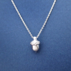 Dainty Sterling Silver Acorn Necklace