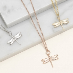 925 Sterling Silver Dragonfly Necklace for Life in Silver, Gold or Rose