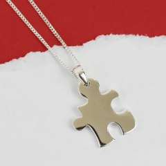 Fancy Design Jigsaw Initial Sterling Silver Necklace