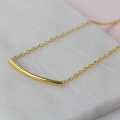 Fashion Sterling Silver Curve Bar Necklace for Women