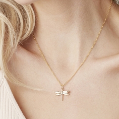 925 Sterling Silver Dragonfly Necklace for Life in Silver, Gold or Rose