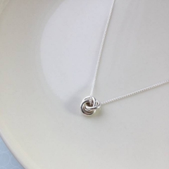 Eternity Solid Silver Large Friendship Knot Pendant Necklace