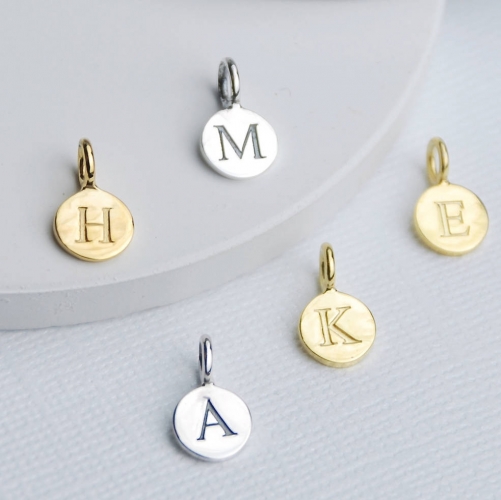 Sterling Silver Mini Initial Letter Disc Charms