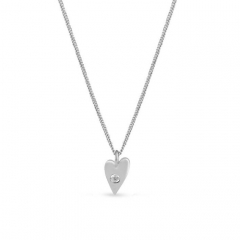 Sterling Silver Heart Necklace with White Cubic Zirconia for Best Friends