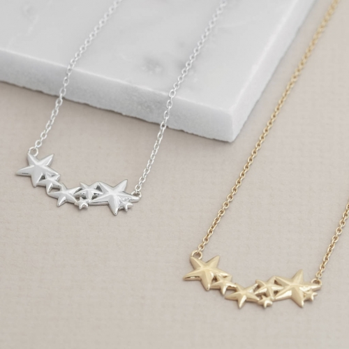 Landou Jewelry 925 Sterling Silver Multi Star Necklace