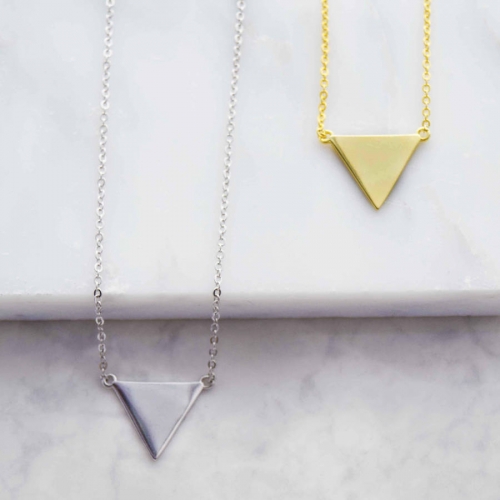 Women Jewelry Sterling Silver Plain Triangle Necklace