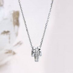 Fashion Sterling Silver Pave Set CZ Rings Necklace