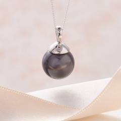 925 Sterling Silver Freshwater Pearl Pendant Necklace 12mm