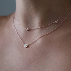 925 Sterling Silver Triple Mini Star Choker Necklace