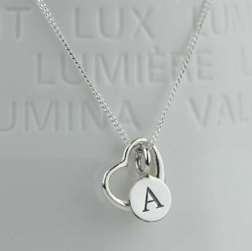 Personalised Solid Silver Open Heart Necklace for Best Friend