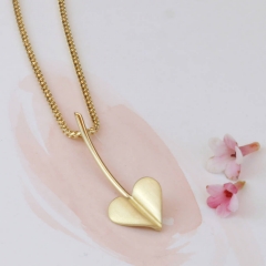 Sterling Silver Love Grows 14K Yellow Gold Heart Pendant Necklace