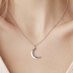 Landou Jewelry 925 Sterling Silver Moon Necklace Silver, Gold or Rose