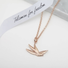 Silver, Gold or Pink Gold Sterling Silver Swallow Necklace for Freedom
