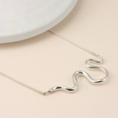 Sterling Silver Plain Fashion Snake Necklace for Girl