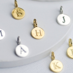 Sterling Silver Mini Initial Letter Disc Charms