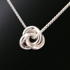 Eternity Solid Silver Large Friendship Knot Pendant Necklace