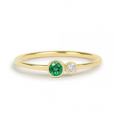 Delicate Sterling Silver Emerald Birthstone Ring Gift for Her