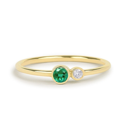 Delicate Sterling Silver Emerald Birthstone Ring Gift for Her