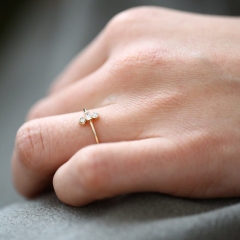 Dainty Sterling Silver Mix Baguette and Round CZ Mini Ring
