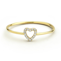 Sterling Silver Cubic Zirconia Minimal Love Heart Thin Ring