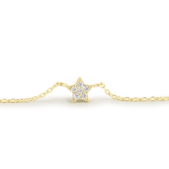 Dainty Sterling Silver Cubic Zirconia Tiny Star Bracelet for Women