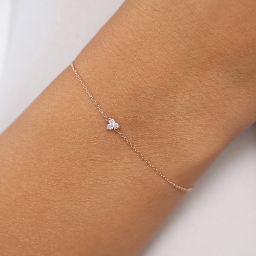 Sterling Silver Round Cut CZ Trio Clucter Floating Bracelet for Women