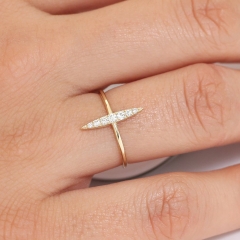 Dainty Elongated Micro Pave Stackable Bar Ring