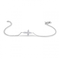 Sterling Silver Tiny White CZ Mini Cross Bracelet