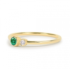 Delicate Sterling Silver Emerald Birthstone Ring Gift for Her