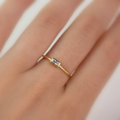 Dainty Baguette Cubic Zirconia Engagement Ring in Sterling Silver
