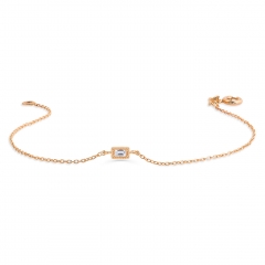 Dainty Sterling Silver Baguette CZ Solitaire Bracelet