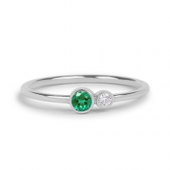 Delicate Sterling Silver Emerald Birthstone Ring Gift for Her